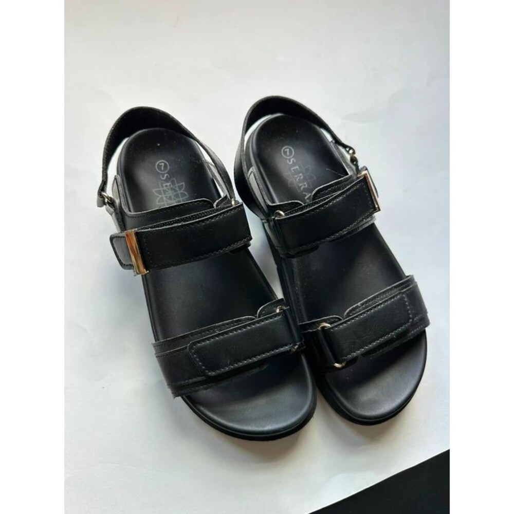Size 7 women’s Serra black Velcro strap sandals Aldi’s